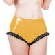 Mens Sissy Panties Latex Look Low Waist Ruffled Bodycon Women Briefs Beach Party Exotic Tight Solid Sexy Underwear Fetish Wear