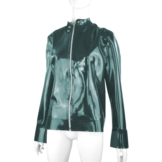 Punk Style Long Sleeves PVC Leather Jacket Men Clothing Front Zip Slim Fit Casual Winter Jacket Men Plus Size Coats Streetwear