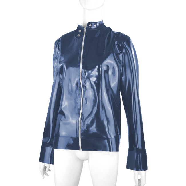 Punk Style Long Sleeves PVC Leather Jacket Men Clothing Front Zip Slim Fit Casual Winter Jacket Men Plus Size Coats Streetwear
