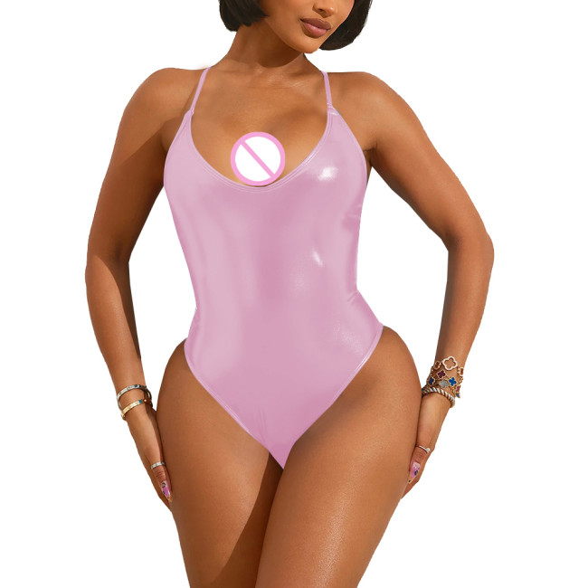 Women Plunging Neckline Sexy Bodysuit Lingerie Sleeveless Bodycon High Cut One Piece Teddies Club Outfits Party Rompers Clubwear