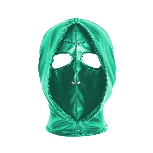 Exotic Bondage Hood Wetlook PVC Leather Double Layer Full Face Mask Fetish Adult Cosplay Restraint Headgear Novelty Accessories