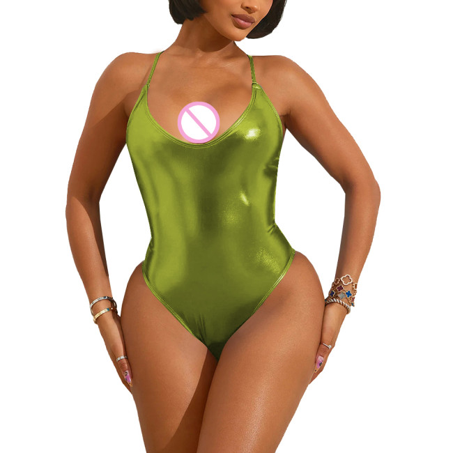 Women Plunging Neckline Sexy Bodysuit Lingerie Sleeveless Bodycon High Cut One Piece Teddies Club Outfits Party Rompers Clubwear