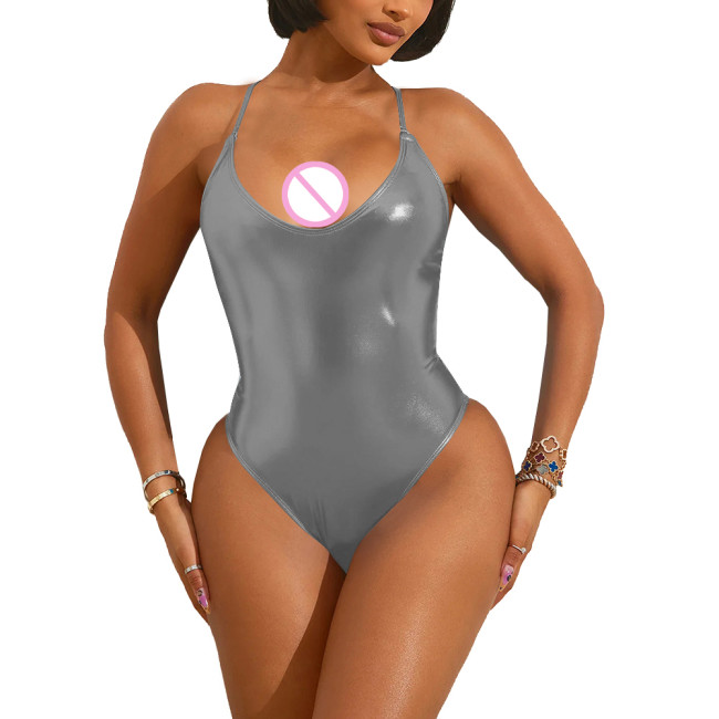 Women Plunging Neckline Sexy Bodysuit Lingerie Sleeveless Bodycon High Cut One Piece Teddies Club Outfits Party Rompers Clubwear