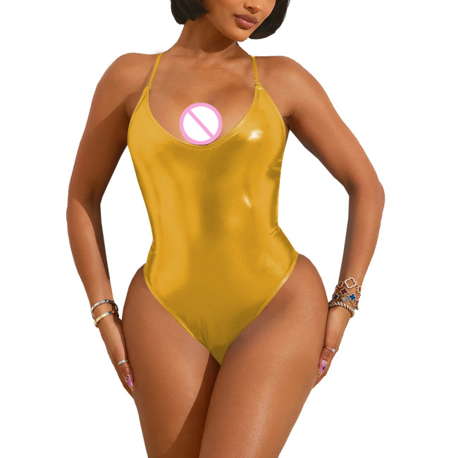 Women Plunging Neckline Sexy Bodysuit Lingerie Sleeveless Bodycon High Cut One Piece Teddies Club Outfits Party Rompers Clubwear