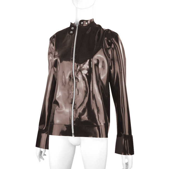 Punk Style Long Sleeves PVC Leather Jacket Men Clothing Front Zip Slim Fit Casual Winter Jacket Men Plus Size Coats Streetwear