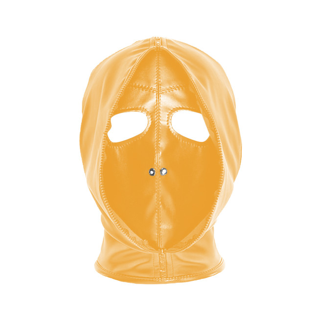 Exotic Bondage Hood Wetlook PVC Leather Double Layer Full Face Mask Fetish Adult Cosplay Restraint Headgear Novelty Accessories