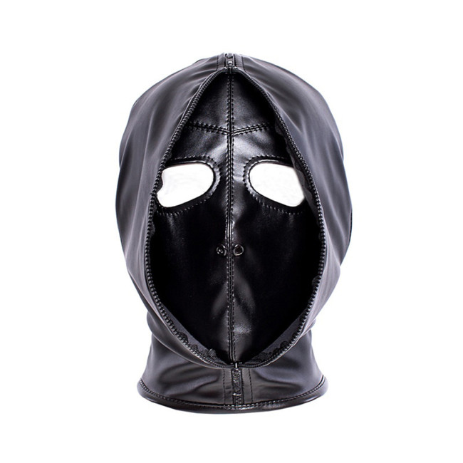 Exotic Bondage Hood Wetlook PVC Leather Double Layer Full Face Mask Fetish Adult Cosplay Restraint Headgear Novelty Accessories