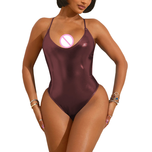 Women Plunging Neckline Sexy Bodysuit Lingerie Sleeveless Bodycon High Cut One Piece Teddies Club Outfits Party Rompers Clubwear