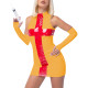 Fetish PVC Nurse Dress Career Cosplay Sleeveless Bodycon Patchwork Hip Wrap Mini Dress Sissy Role Play Latex Look Sexy Costumes