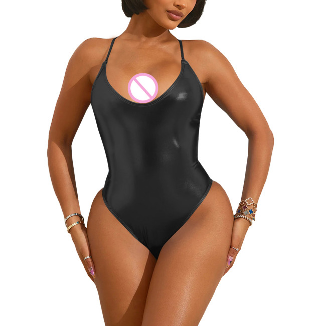 Women Plunging Neckline Sexy Bodysuit Lingerie Sleeveless Bodycon High Cut One Piece Teddies Club Outfits Party Rompers Clubwear