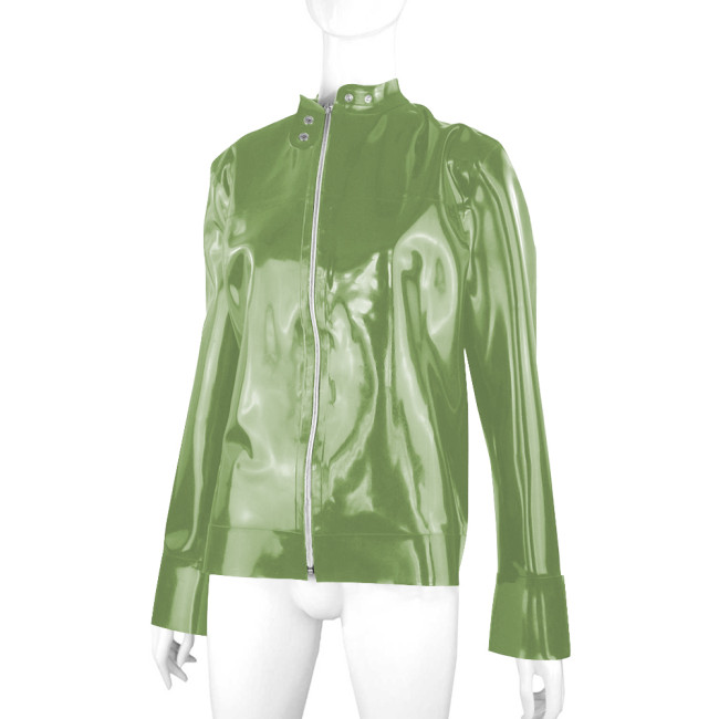 Punk Style Long Sleeves PVC Leather Jacket Men Clothing Front Zip Slim Fit Casual Winter Jacket Men Plus Size Coats Streetwear