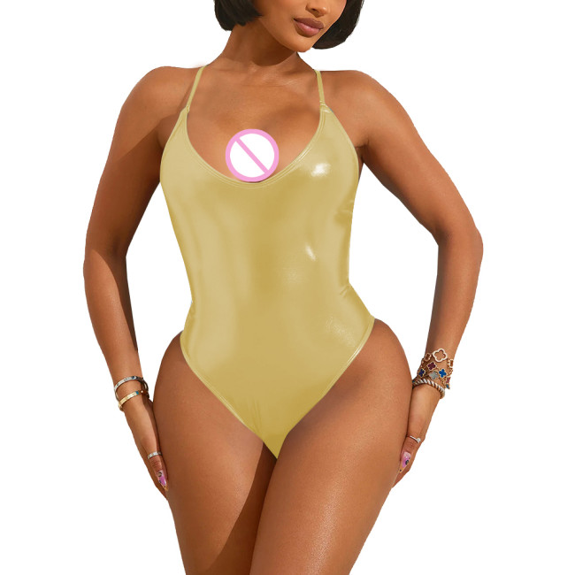 Women Plunging Neckline Sexy Bodysuit Lingerie Sleeveless Bodycon High Cut One Piece Teddies Club Outfits Party Rompers Clubwear