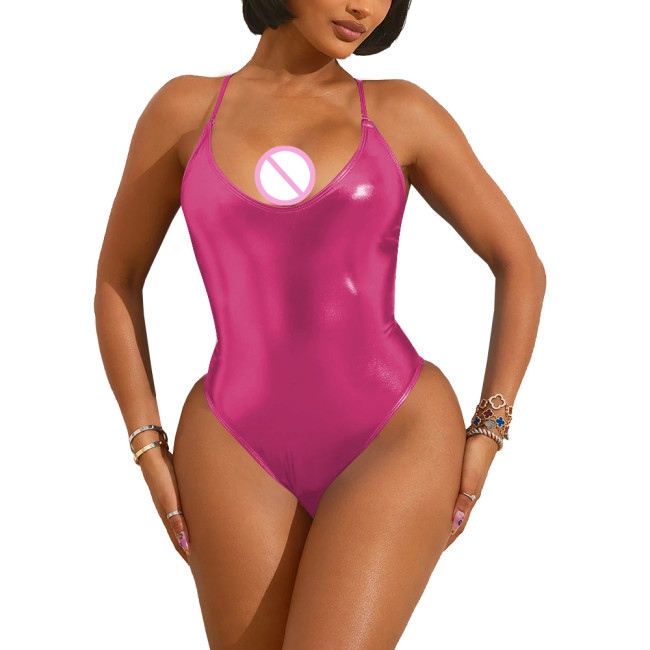 Women Plunging Neckline Sexy Bodysuit Lingerie Sleeveless Bodycon High Cut One Piece Teddies Club Outfits Party Rompers Clubwear