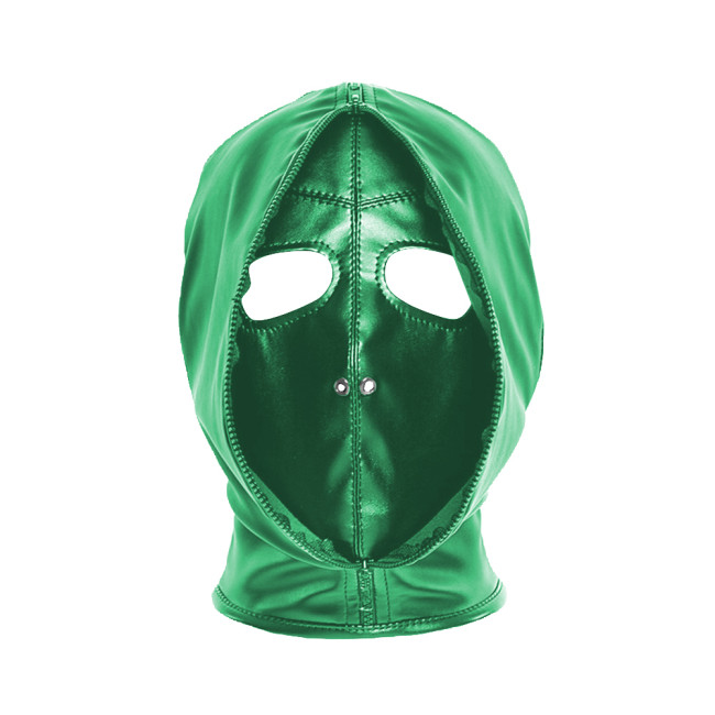 Exotic Bondage Hood Wetlook PVC Leather Double Layer Full Face Mask Fetish Adult Cosplay Restraint Headgear Novelty Accessories