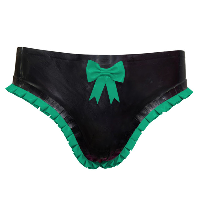 Fetish Low Waist Panties Women PVC Leather Briefs Novelty Unisex Adult Bottoms Summer Beach Panties with Bow Vacation Outfitsish Summer Beach Surfe Wear