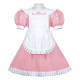 Women PVC Leather Maid Sweet Lolita Dress Sissy Mens Puffed Sleeves Stretch Slim Fit Midi Dress Crossdresser Cosplay Maid Outfit