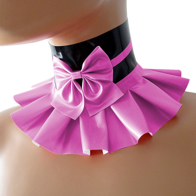 Fashion Sissy Sexy Punk Gothic Multicolor PVC Leather Neck Necklace with Bow Lolita Women Girls Party Cosplay Accessories Props