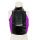 High Neck Ruffled Design Patchwork Black Tank Top Women Faux Latex Bodycon Halter Summer Crop Top PVC Womens Clothing Clubwear