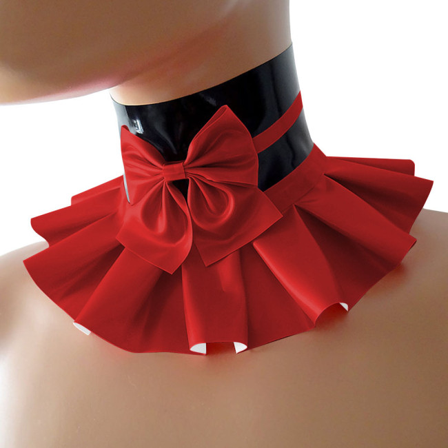 Fashion Sissy Sexy Punk Gothic Multicolor PVC Leather Neck Necklace with Bow Lolita Women Girls Party Cosplay Accessories Props