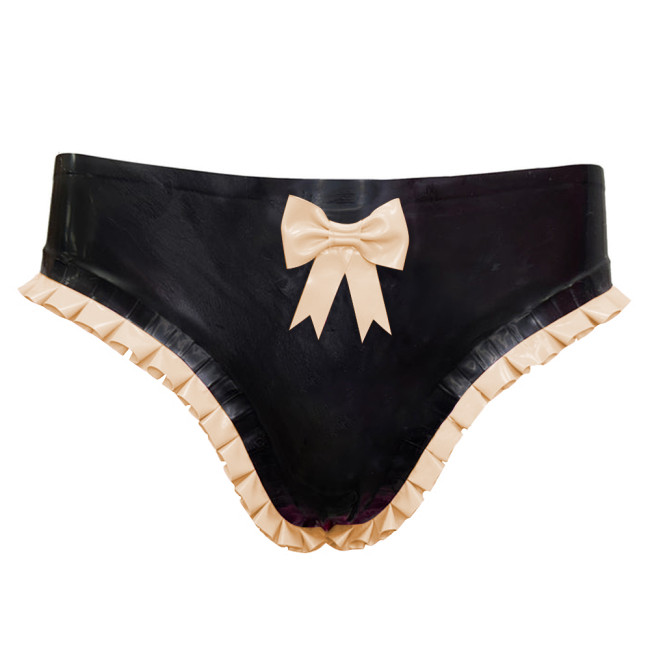 Fetish Low Waist Panties Women PVC Leather Briefs Novelty Unisex Adult Bottoms Summer Beach Panties with Bow Vacation Outfitsish Summer Beach Surfe Wear