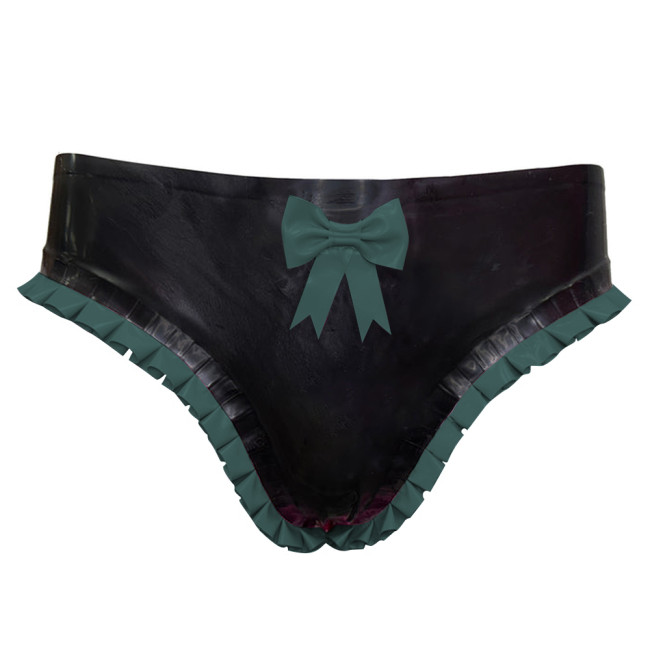 Fetish Low Waist Panties Women PVC Leather Briefs Novelty Unisex Adult Bottoms Summer Beach Panties with Bow Vacation Outfitsish Summer Beach Surfe Wear
