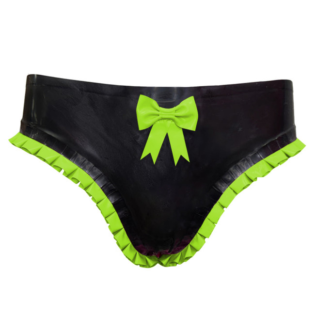 Fetish Low Waist Panties Women PVC Leather Briefs Novelty Unisex Adult Bottoms Summer Beach Panties with Bow Vacation Outfitsish Summer Beach Surfe Wear