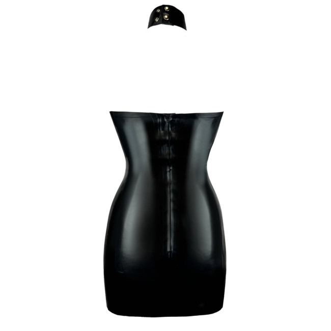 Fetish Sleeveless Nurse Career Cosplay PVC Leather Halter Bodycon Dress Cross Dressing Nurse Sexy Costumes Exotic Dress Apparel