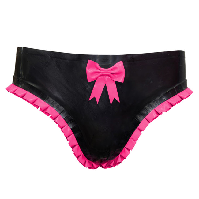 Fetish Low Waist Panties Women PVC Leather Briefs Novelty Unisex Adult Bottoms Summer Beach Panties with Bow Vacation Outfitsish Summer Beach Surfe Wear