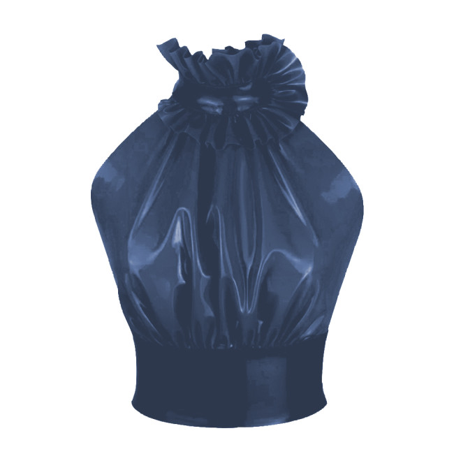 Elegant Ruffled Halter Slim Fit Graphic T Shirts PVC Women Tops Sexy Backless Button Tank Tops Office Lady Faux Latex Clothing