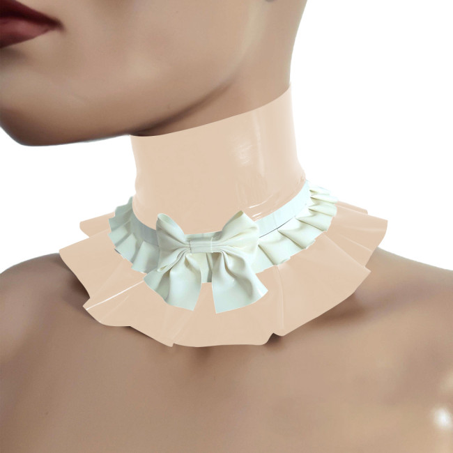 Sexy Lolita Ruffled Collar Vintage Solid PVC Choker for Party Cosplay Gothic Bow Knot Necklace Halloween Maid Accessories Props