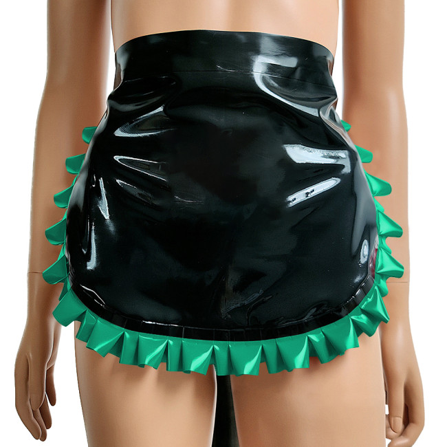 Mens Sissy Faux Latex Unisex Waitress Maid Cosplay Waist Apron Half Apron Sexy Costume PVC Cooking Aprons Role Play Accessories