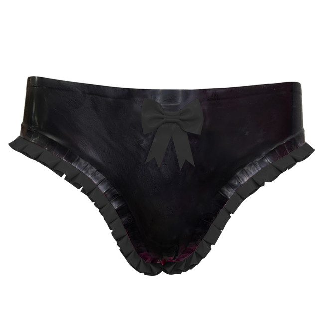 Fetish Low Waist Panties Women PVC Leather Briefs Novelty Unisex Adult Bottoms Summer Beach Panties with Bow Vacation Outfitsish Summer Beach Surfe Wear