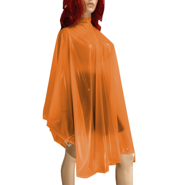 Women Men Unisex Solid Color Plastic Clear PVC Midi Cape Fetish Halloween Fancy Sexy See Through Cape Raincoat Stage Apparel