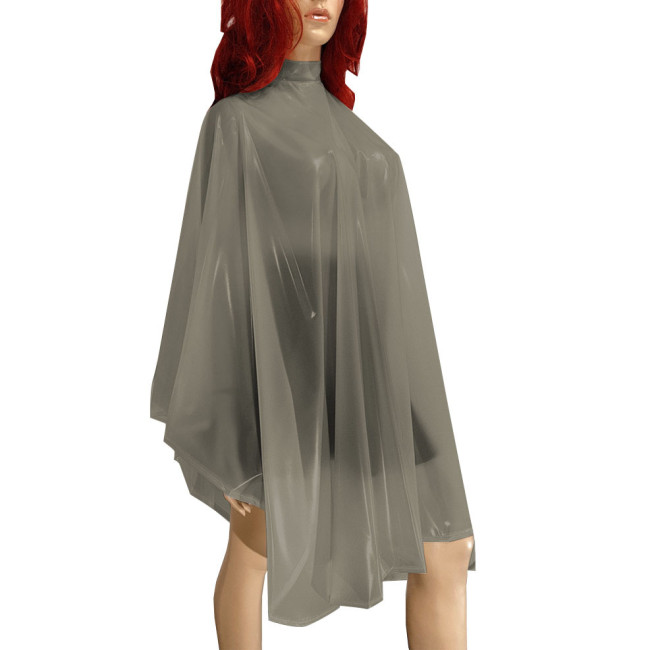 Women Men Unisex Solid Color Plastic Clear PVC Midi Cape Fetish Halloween Fancy Sexy See Through Cape Raincoat Stage Apparel
