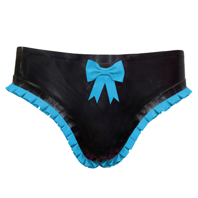 Fetish Low Waist Panties Women PVC Leather Briefs Novelty Unisex Adult Bottoms Summer Beach Panties with Bow Vacation Outfitsish Summer Beach Surfe Wear