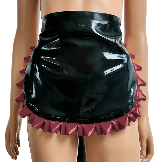 Mens Sissy Faux Latex Unisex Waitress Maid Cosplay Waist Apron Half Apron Sexy Costume PVC Cooking Aprons Role Play Accessories