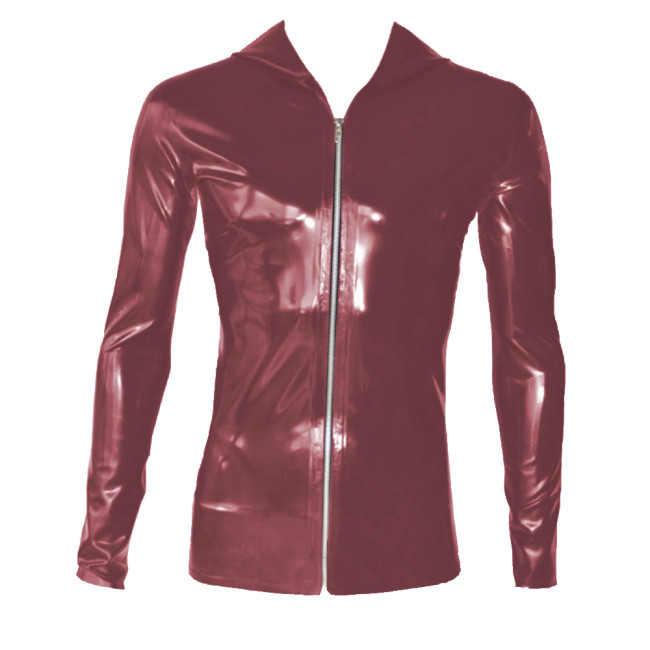 Men's PVC Vinyl Leather Jackets with Hood Long Sleeve Slim Fashion Coats Wetlook Outerwear Punk Gothic Hoodies Jackets Clubwear