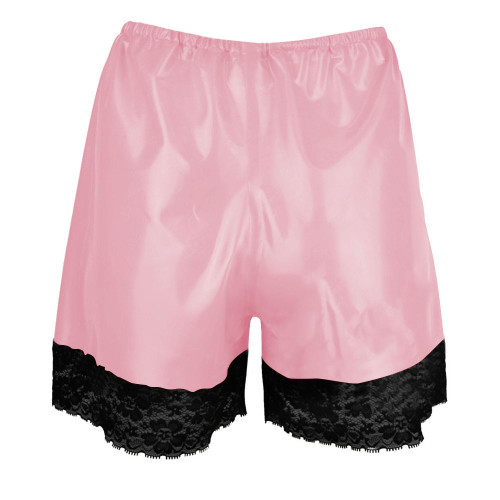 Women's Lace Splicing Shorts Glossy PVC Leather High Waist Short Pant Casual Elastic Waist All-match Bottoms Exotic Lingerie 7XL