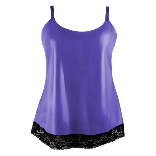 Wetlook Camisole Lace Design Summer Women Tops Faux Latex Sexy Spaghetti Strap Back Zip Y2k Tank Top Outdoor Clothes Daily Wear