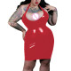 Sexy Plunging Neckline Halter Bodycon Dress Shiny PVC Leather Women Faux Latex Hobble Mini Dress Party Pole Dancing Exotic Dress