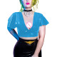 Goth Girls Deep V-neck Bodycon Short Sleeve Vinyl PVC Leather Summer Women Clothing Sexy Club Slim Solid Crop Tops Daily Wearng
