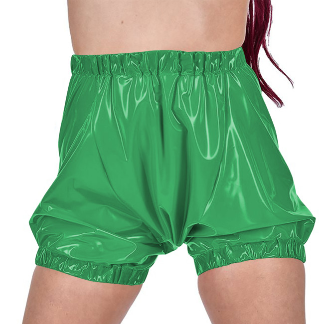 Wet Look Lingerie Faux Latex Shorts Women Elastic Waist Mens Fetish Loose Pumpkin Shorts Summer Beach Casual Plus Size Shorts