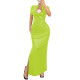 Ladies Elegant Deep V-Neck Long Dress Womens Streetwear Elastic PU Slim Fit Maxi Dress Female Sexy Short Sleeve Split Vestidos