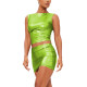 Liquid Metallic 2 Piece Sets Womens Outfits Casual Summer Sleeveless Bodycon Women Tops Sexy Lingerie Shiny Mini Skirt Dailywear