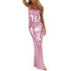 Women's Sleeveless Evening Party Dress Metallic Shiny Spaghetti Strap Bodycon Prom Maxi Dress Sexy Backless Cocktail Long Dress