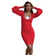Women's Sexy Deep U-neck Mini Dress Nightclub Solid Color Long Sleeve PVC Tight Dress Wetlook Patent Leather Club Party Dresses