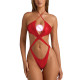 Erotic Summer Beach Lingerie Sexy Hollow Out Lace-up Bodysuits Women Halter Bodycon Fetish Plus Size Rompers Retro Rave Outfits