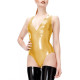 Sexy Halter Deep V Backless PVC Bodysuit Latex-look Nightclub One Piece Romper Streetwear Wetlook PU Leather Sleeveless Jumpsuit