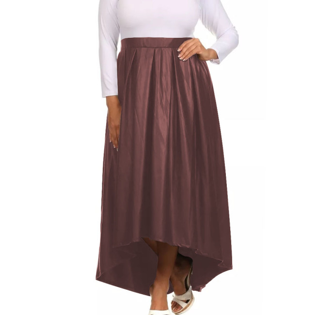 High Waist Casual Pleated Skirt Women Shiny Metallic Fashion Clothing Black White Long Skirts Female Street Elastic Maxi Skirts
