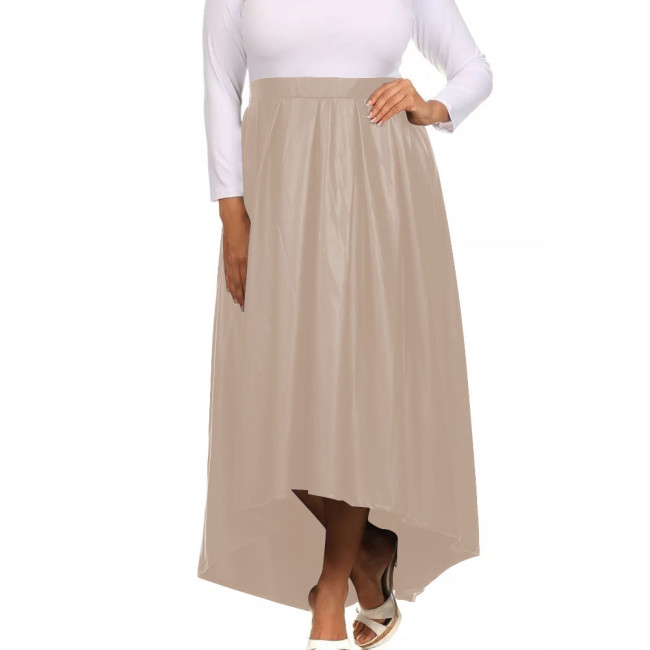 High Waist Casual Pleated Skirt Women Shiny Metallic Fashion Clothing Black White Long Skirts Female Street Elastic Maxi Skirts